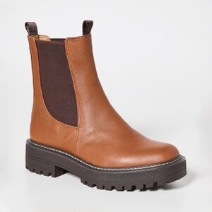 SAM EDELMAN Laguna Lug Sole Chelsea Boots in Tawny Brown 8.5
